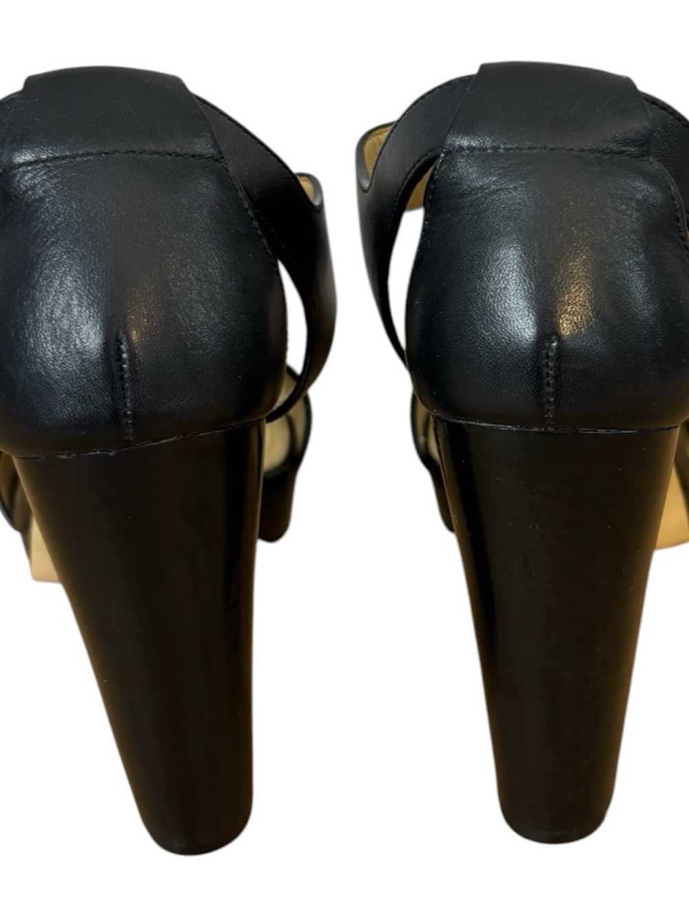 Michael Kors Berkley Leather Platform Heels Sandal Black Women's US sizes 8M - Picture 4 of 7